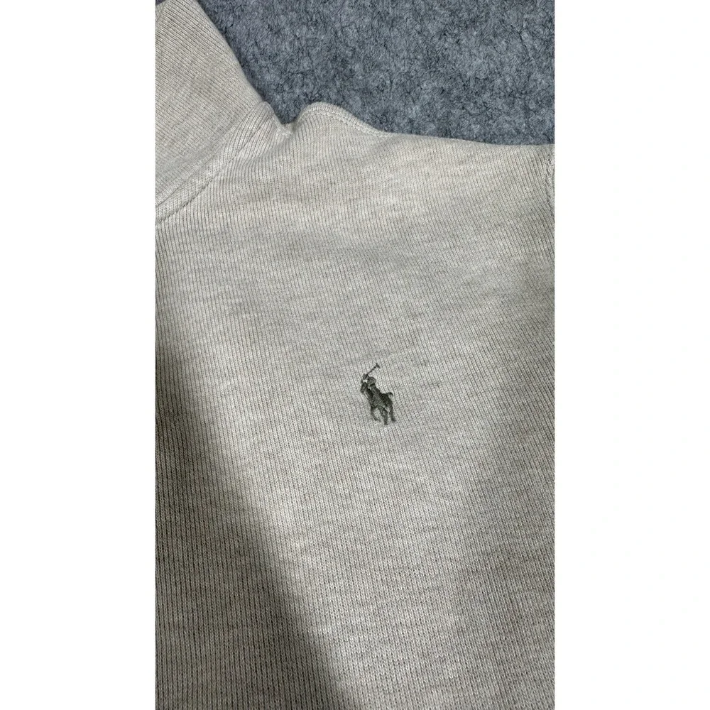 Polo Ralph Lauren Sweater Mens L Beige 1/4 Zip Mock Neck Pullover Pony Logo